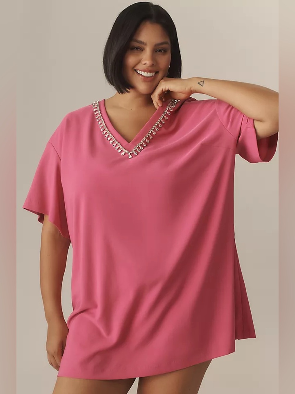 Hutch Rhinestone v-neck T Shirt dress